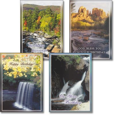 Birthday Cards - Refreshing Streams - Set of 4